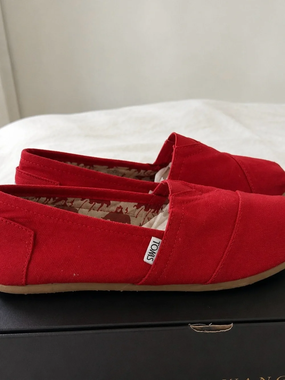 Toms Red Canvas Slip-On Loafers